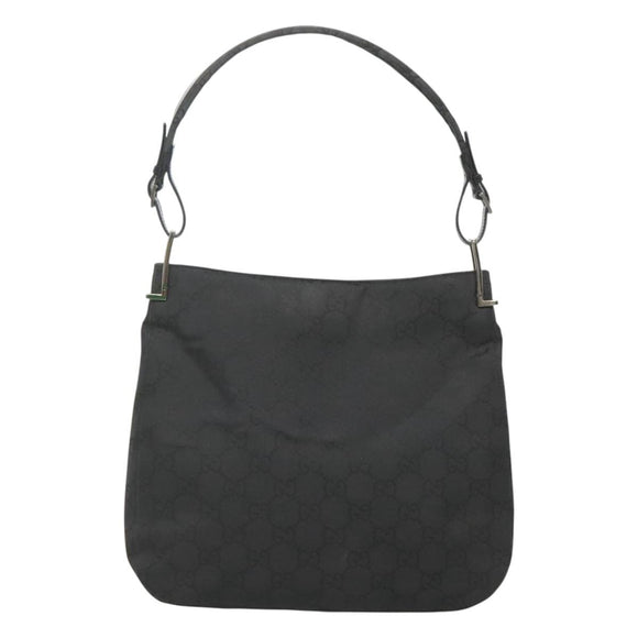 GUCCI GG Canvas Shoulder Bag Nylon Black Silver Auth 126780