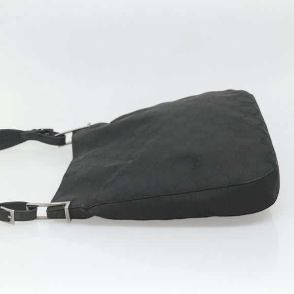GUCCI GG Canvas Shoulder Bag Nylon Black Silver Auth 126780