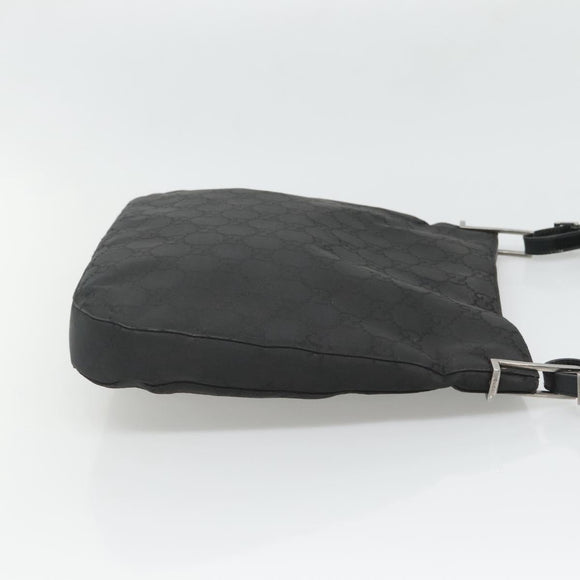 GUCCI GG Canvas Shoulder Bag Nylon Black Silver Auth 126780