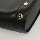 MCM Studs Hand Bag Leather Black Gold Auth 126781-9