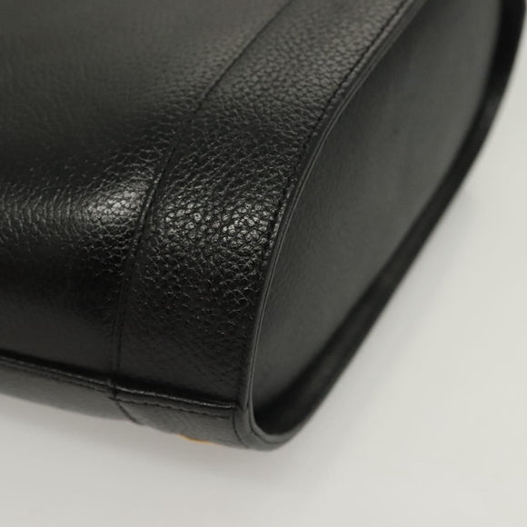 MCM Studs Hand Bag Leather Black Gold Auth 126781