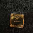 MCM Studs Hand Bag Leather Black Gold Auth 126781-12