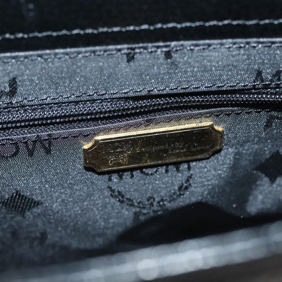MCM Studs Hand Bag Leather Black Gold Auth 126781