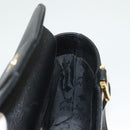 MCM Studs Hand Bag Leather Black Gold Auth 126781-18