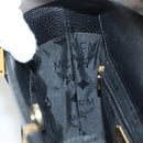 MCM Studs Hand Bag Leather Black Gold Auth 126781-19