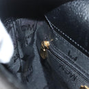 MCM Studs Hand Bag Leather Black Gold Auth 126781-20