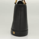 MCM Studs Hand Bag Leather Black Gold Auth 126781-3
