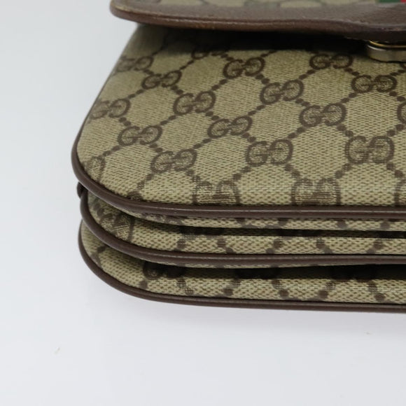 GUCCI GG Supreme Web Sherry Line Bag PVC Beige 001 113 6862 8039 Auth 126794