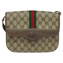 GUCCI GG Supreme Web Sherry Line Bag PVC Beige 001 113 6862 8039 Auth 126794-2