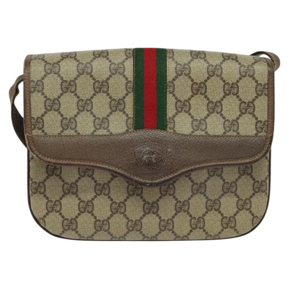 GUCCI GG Supreme Web Sherry Line Bag PVC Beige 001 113 6862 8039 Auth 126794