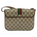 GUCCI GG Supreme Web Sherry Line Bag PVC Beige 001 113 6862 8039 Auth 126794-3