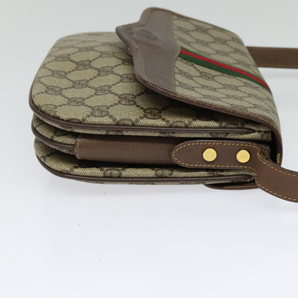 GUCCI GG Supreme Web Sherry Line Bag PVC Beige 001 113 6862 8039 Auth 126794