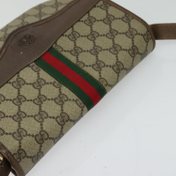 GUCCI GG Supreme Web Sherry Line Bag PVC Beige 001 113 6862 8039 Auth 126794