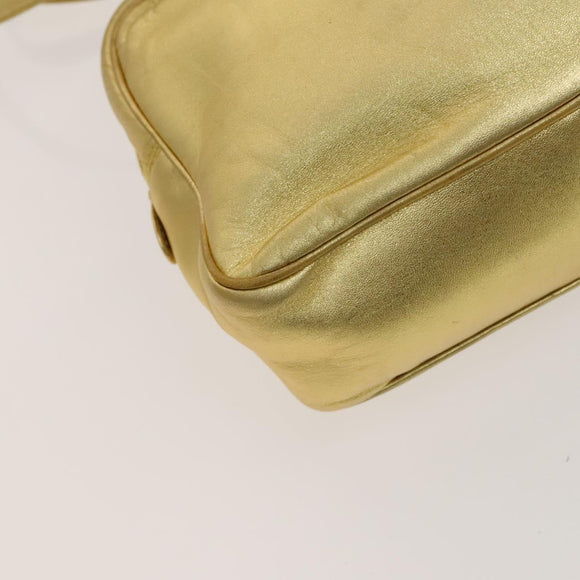 LOEWE Anagram Chain Shoulder Bag Leather Gold Auth 126798