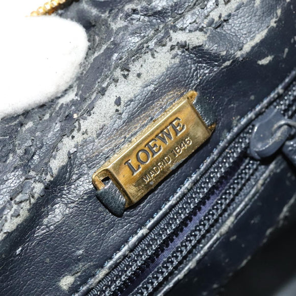 LOEWE Anagram Chain Shoulder Bag Leather Gold Auth 126798