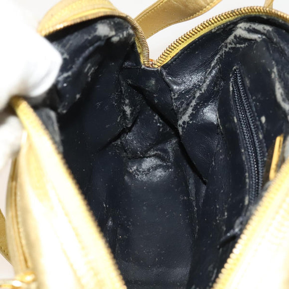 LOEWE Anagram Chain Shoulder Bag Leather Gold Auth 126798