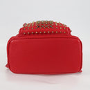 MCM Logogram Vicetos studs Backpack Leather Red Gold Auth 126799A-5