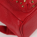 MCM Logogram Vicetos studs Backpack Leather Red Gold Auth 126799A-10