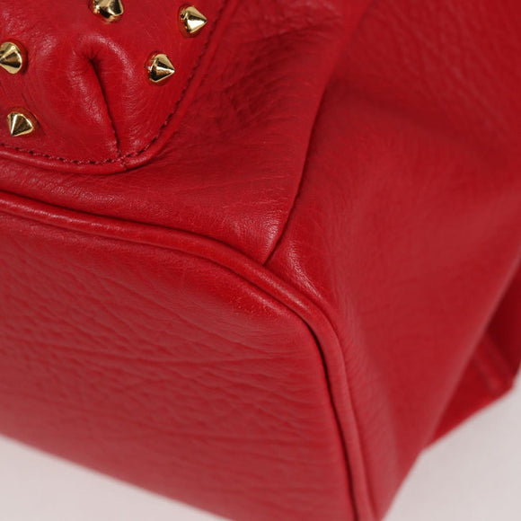 MCM Logogram Vicetos studs Backpack Leather Red Gold Auth 126799A