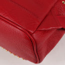 MCM Logogram Vicetos studs Backpack Leather Red Gold Auth 126799A-17