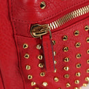MCM Logogram Vicetos studs Backpack Leather Red Gold Auth 126799A-18