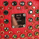 MCM Logogram Vicetos studs Backpack Leather Red Gold Auth 126799A-12