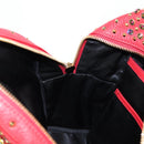 MCM Logogram Vicetos studs Backpack Leather Red Gold Auth 126799A-21