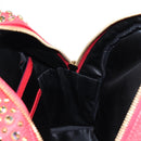 MCM Logogram Vicetos studs Backpack Leather Red Gold Auth 126799A-22