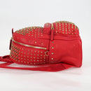 MCM Logogram Vicetos studs Backpack Leather Red Gold Auth 126799A-3