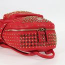 MCM Logogram Vicetos studs Backpack Leather Red Gold Auth 126799A-6