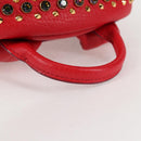 MCM Logogram Vicetos studs Backpack Leather Red Gold Auth 126799A-7