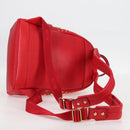 MCM Logogram Vicetos studs Backpack Leather Red Gold Auth 126799A-9