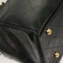 VERSACE Hand Bag PVC Leather 2way Black Gold Auth 126813-15