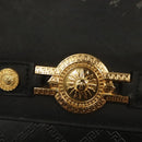 VERSACE Hand Bag PVC Leather 2way Black Gold Auth 126813-17