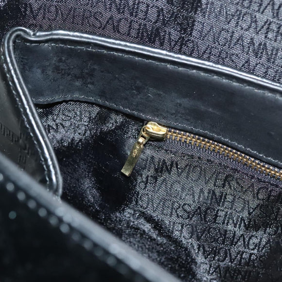 VERSACE Hand Bag PVC Leather 2way Black Gold Auth 126813