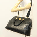 VERSACE Hand Bag PVC Leather 2way Black Gold Auth 126813-23