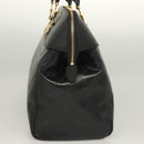 VERSACE Hand Bag PVC Leather 2way Black Gold Auth 126813-3