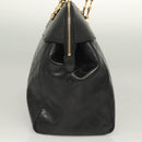 VERSACE Hand Bag PVC Leather 2way Black Gold Auth 126813-4
