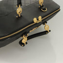 VERSACE Hand Bag PVC Leather 2way Black Gold Auth 126813-6