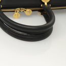 VERSACE Hand Bag PVC Leather 2way Black Gold Auth 126813-7