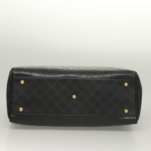 VERSACE Hand Bag PVC Leather 2way Black Gold Auth 126813