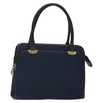 Christian Dior Trotter Canvas Hand Bag Navy Gold Auth 126815