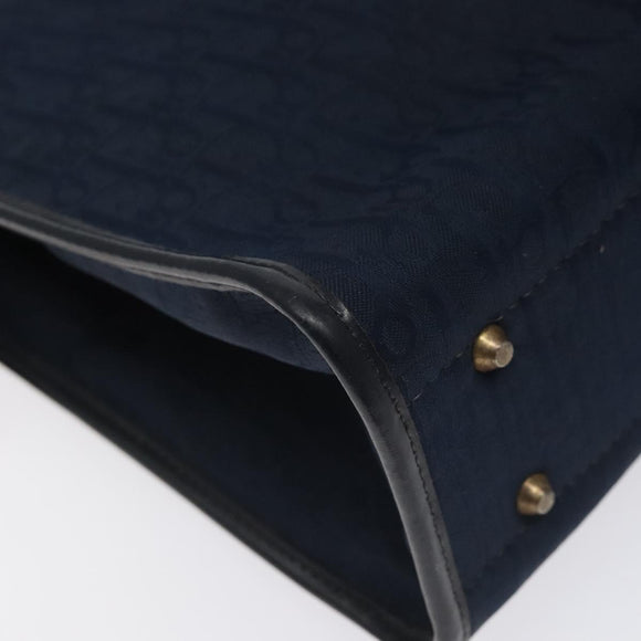 Christian Dior Trotter Canvas Hand Bag Navy Gold Auth 126815