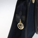 Christian Dior Trotter Canvas Hand Bag Navy Gold Auth 126815-14