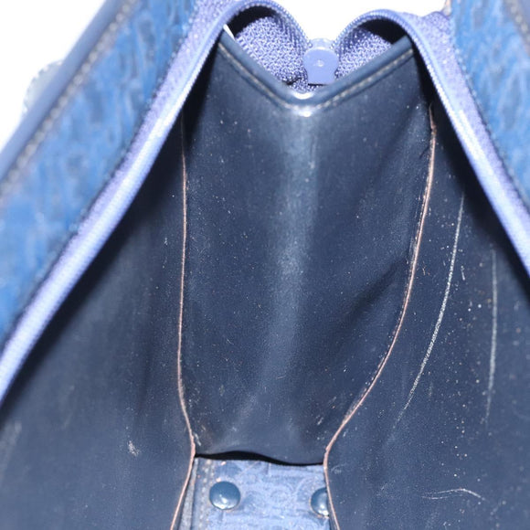 Christian Dior Trotter Canvas Hand Bag Navy Gold Auth 126815