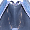 Christian Dior Trotter Canvas Hand Bag Navy Gold Auth 126815-18