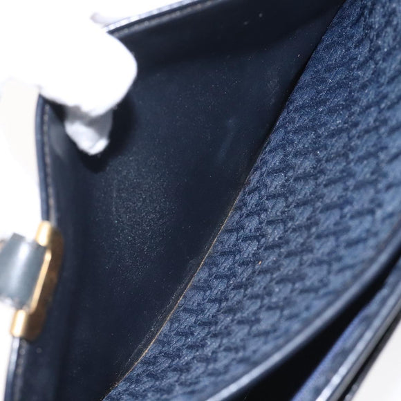 Christian Dior Trotter Canvas Hand Bag Navy Gold Auth 126815