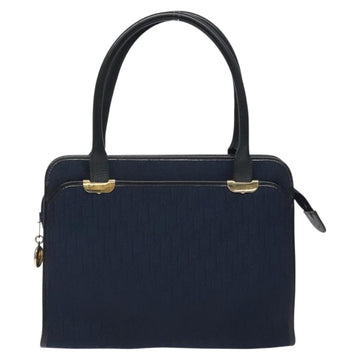 Christian Dior Trotter Canvas Hand Bag Navy Gold Auth 126815 - 0