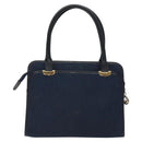 Christian Dior Trotter Canvas Hand Bag Navy Gold Auth 126815-2