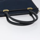 Christian Dior Trotter Canvas Hand Bag Navy Gold Auth 126815-7